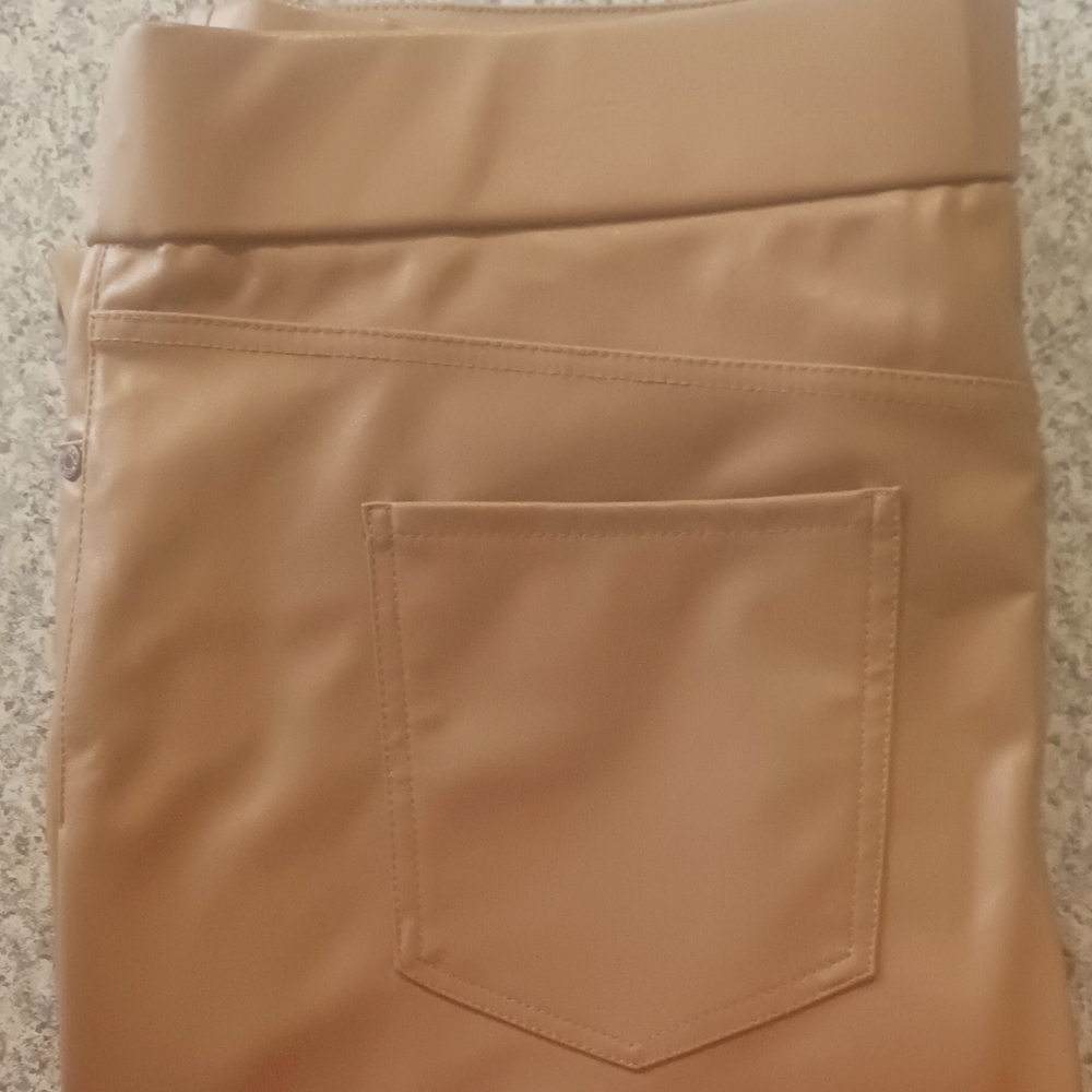 Tan Faux Leather Pants